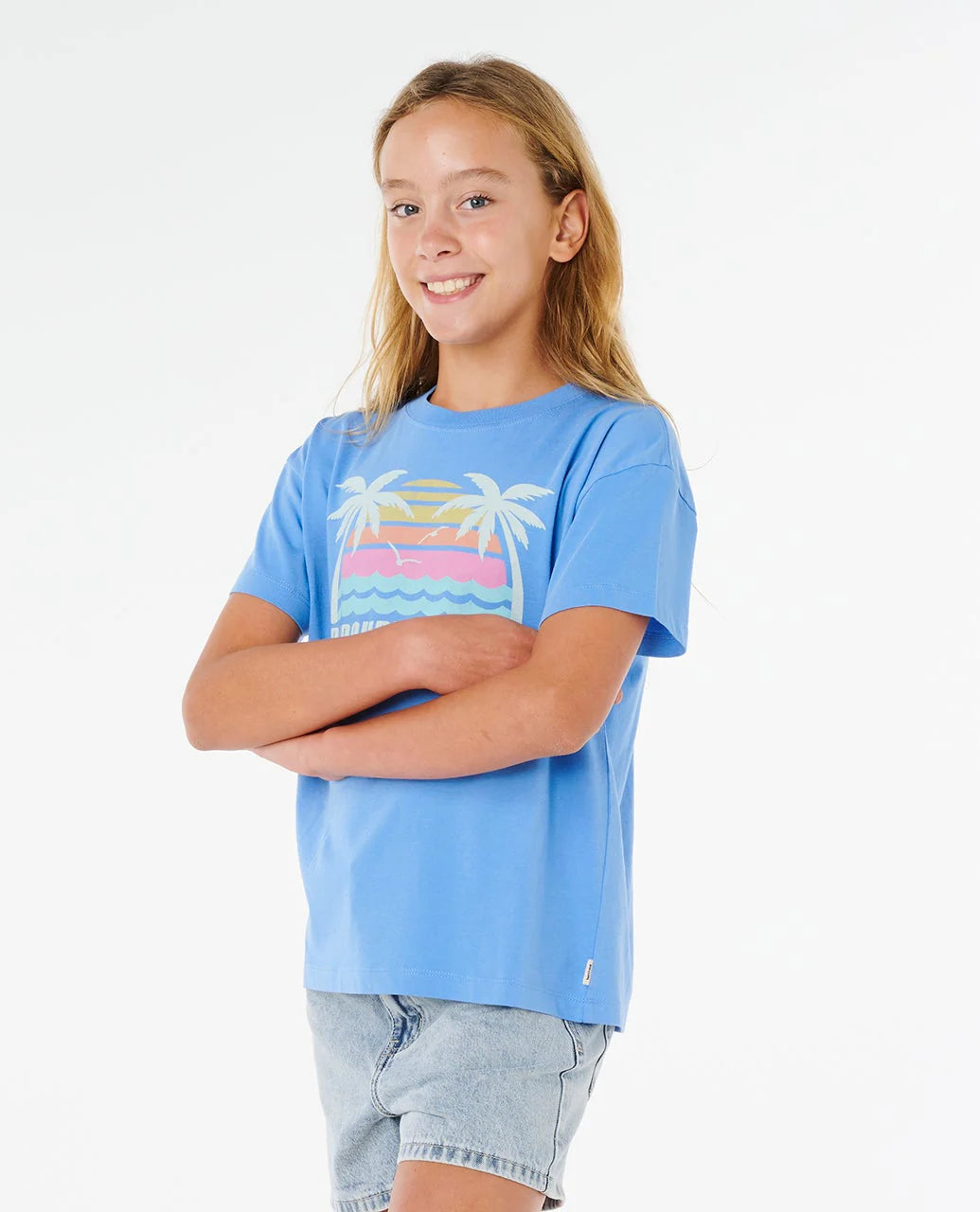 Rip Curl Girls Malibu Relaxed Tee - Cornflower Blue
