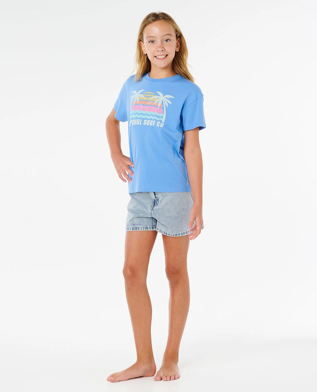 Rip Curl Girls Malibu Relaxed Tee - Cornflower Blue