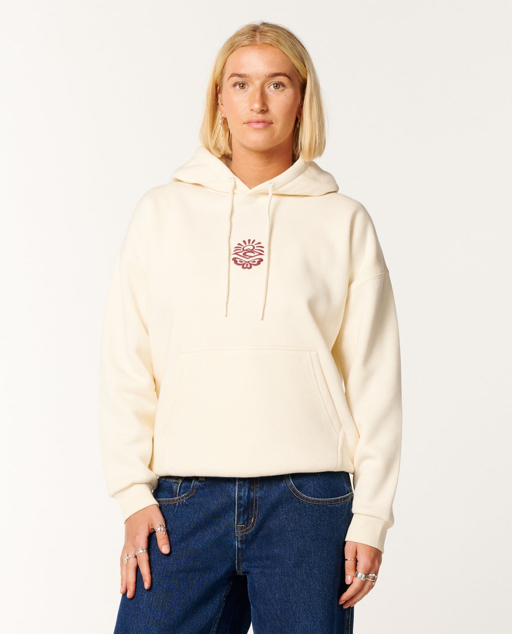 Rip Curl Icons of Surf Relaxed Hood - Bone/Dark Plum