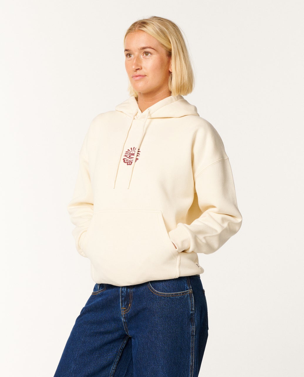 Rip Curl Icons of Surf Relaxed Hood - Bone/Dark Plum