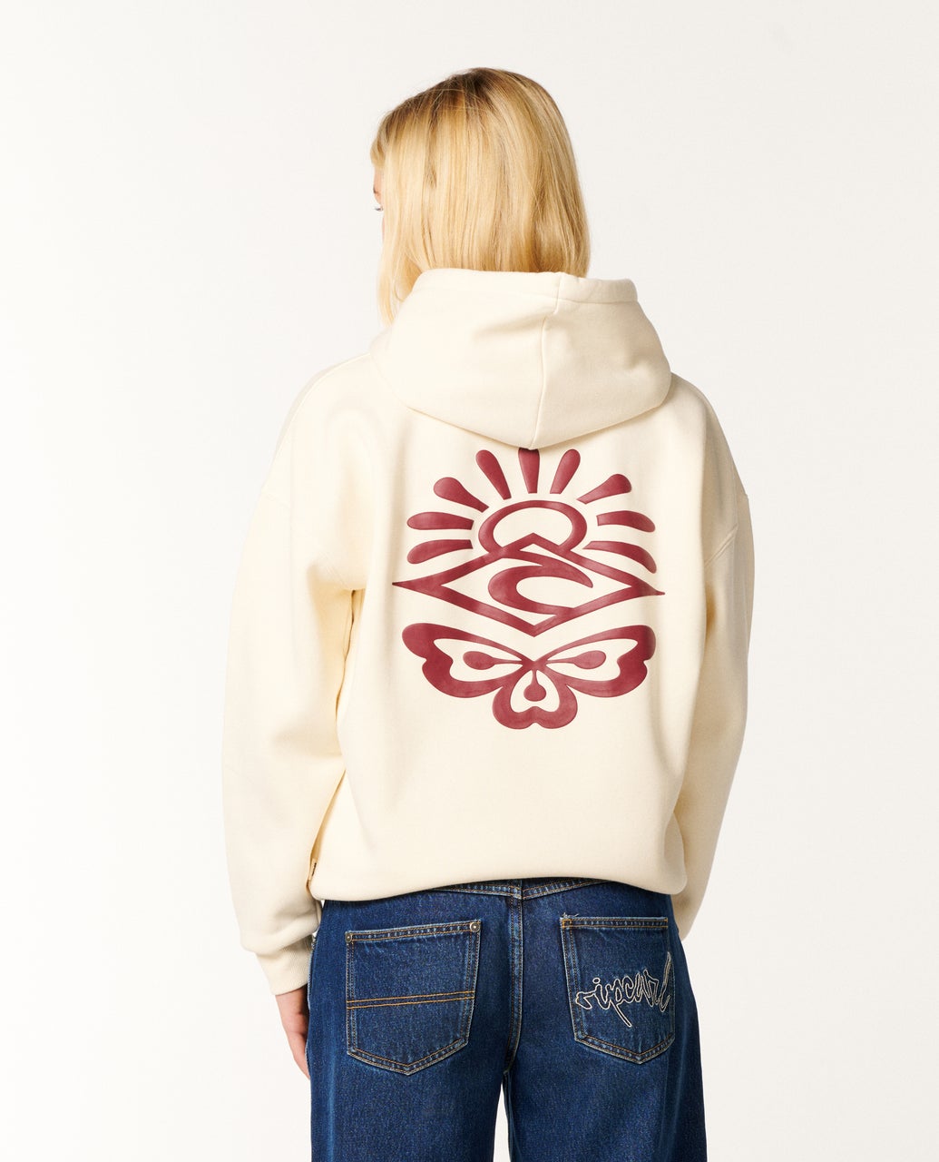 Rip Curl Icons of Surf Relaxed Hood - Bone/Dark Plum