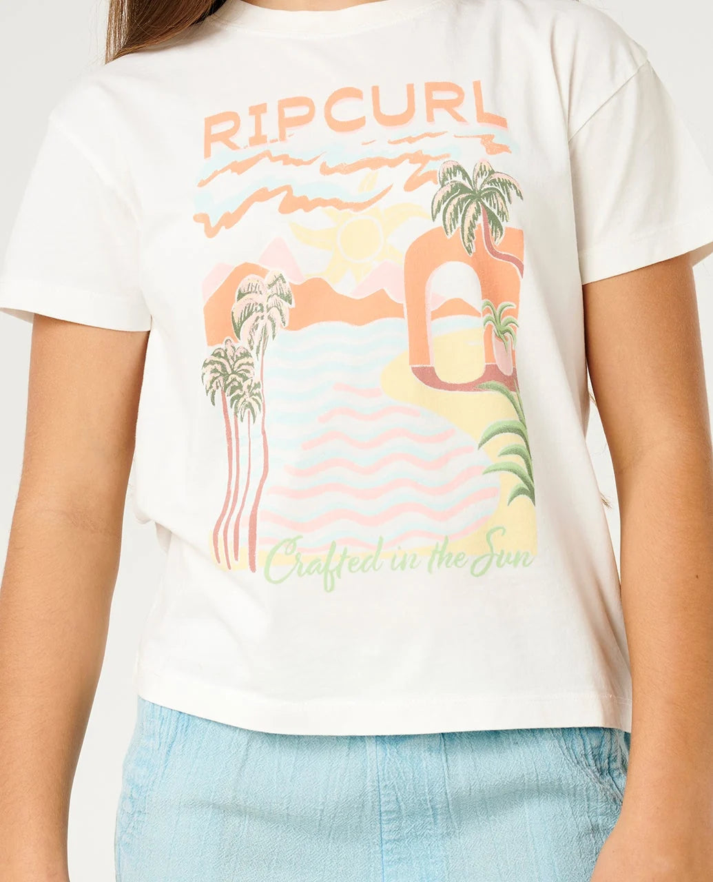 Rip Curl Girls Half Moon Relaxed Tee - Bone