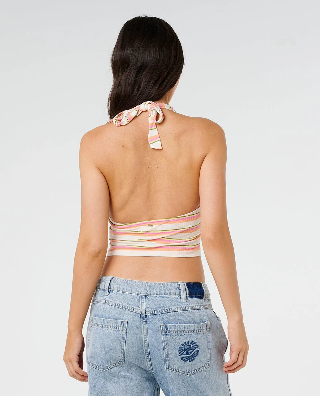 Rip Curl Topanga Canyon Rib Halter Neck Top - Peach