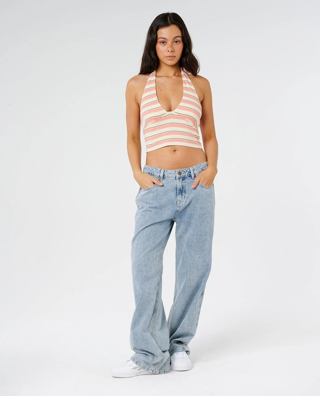 Rip Curl Topanga Canyon Rib Halter Neck Top - Peach