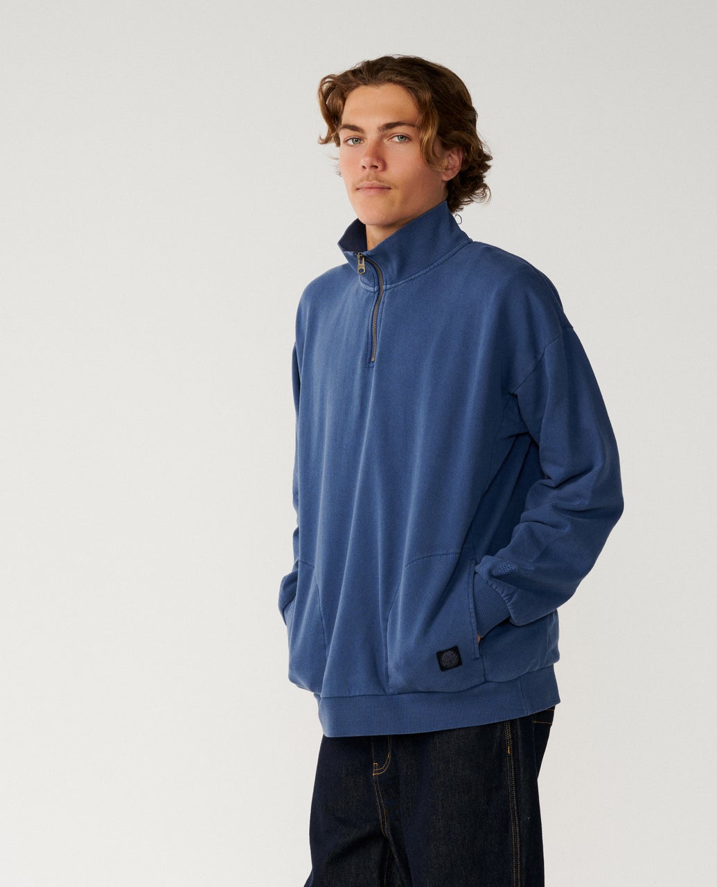 Rip Curl Premium Surf Quarter Zip Crew - Light Navy