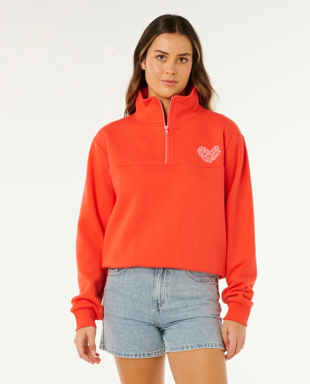 Rip Curl Heart Half Zip Sweatshirt - Red