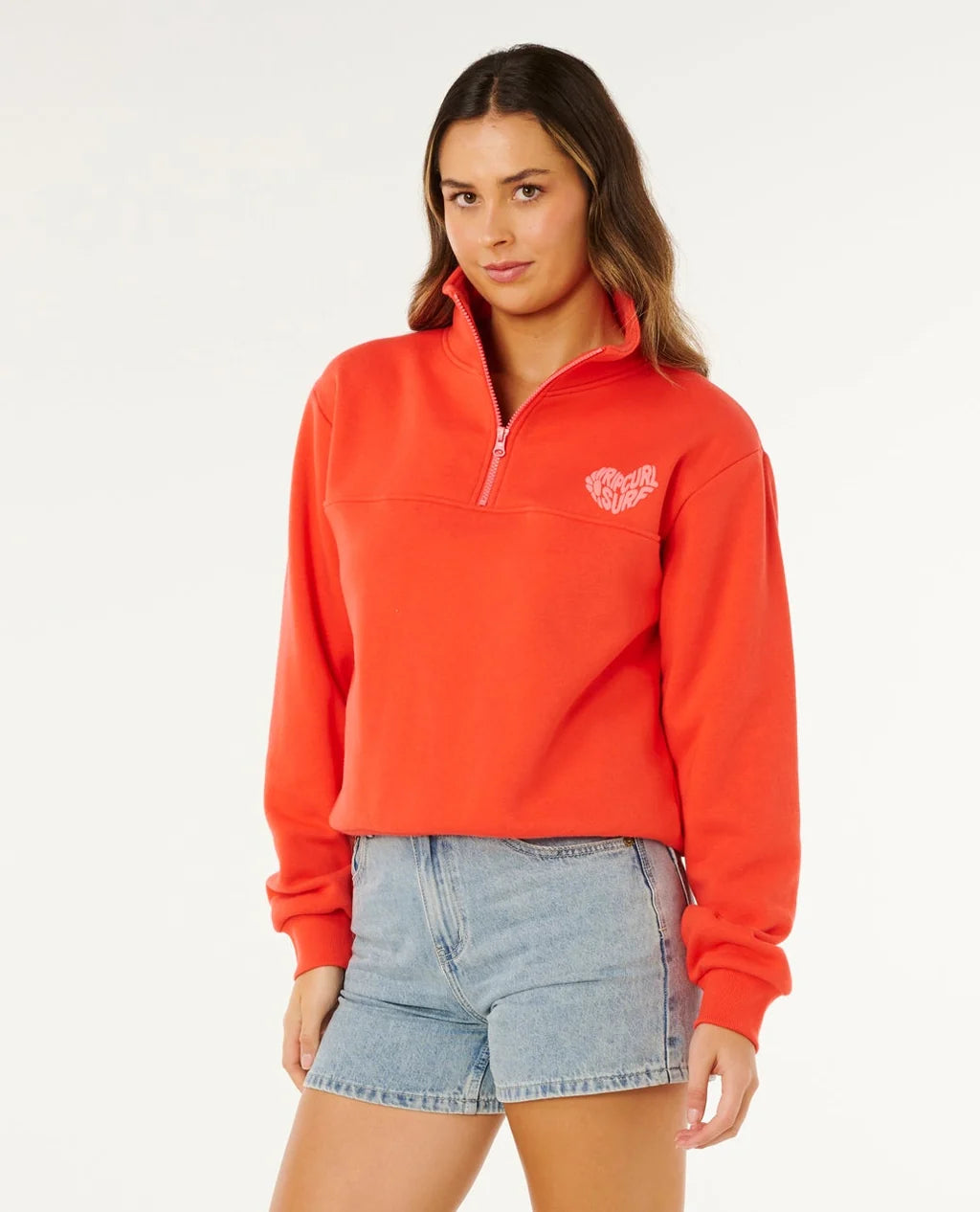 Rip Curl Heart Half Zip Sweatshirt - Red