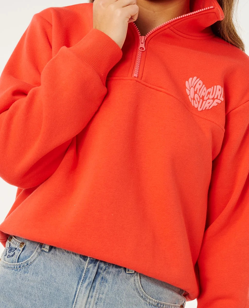 Rip Curl Heart Half Zip Sweatshirt - Red