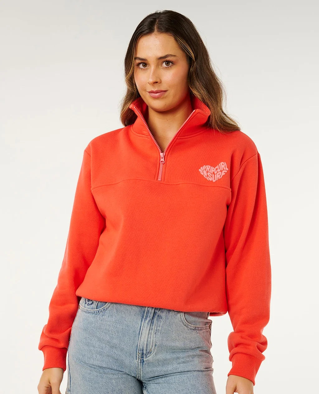 Rip Curl Heart Half Zip Sweatshirt - Red