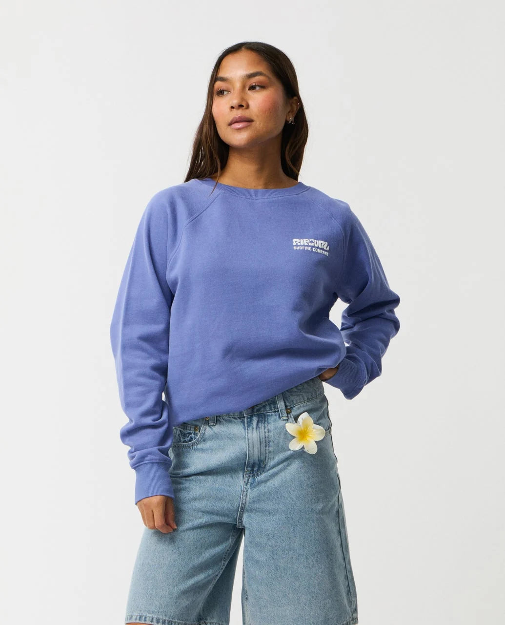 Rip Curl Surf Puff Raglan Relaxed Crew - Bright Lilac