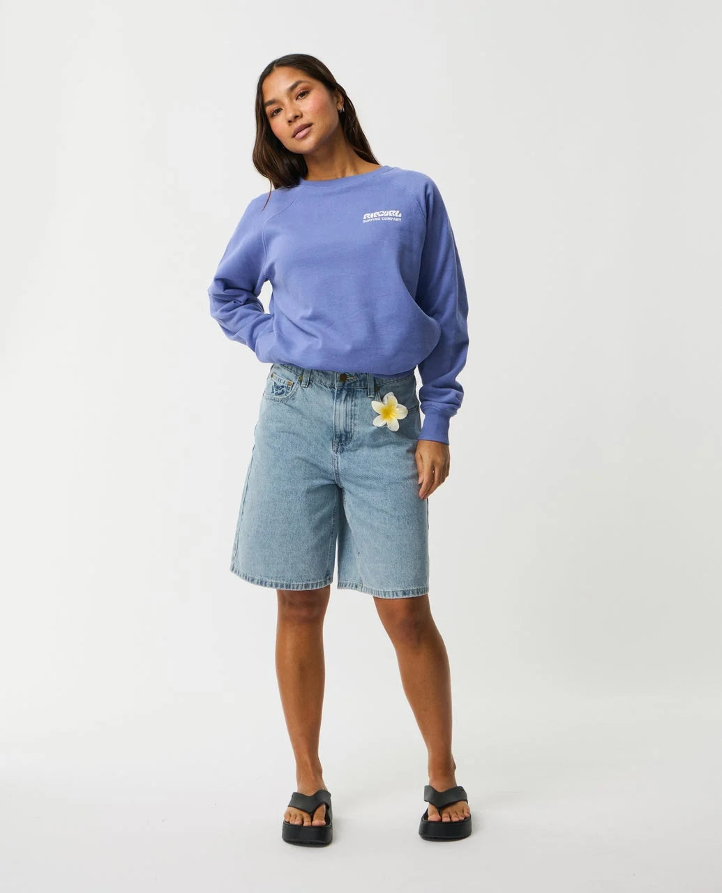 Rip Curl Surf Puff Raglan Relaxed Crew - Bright Lilac