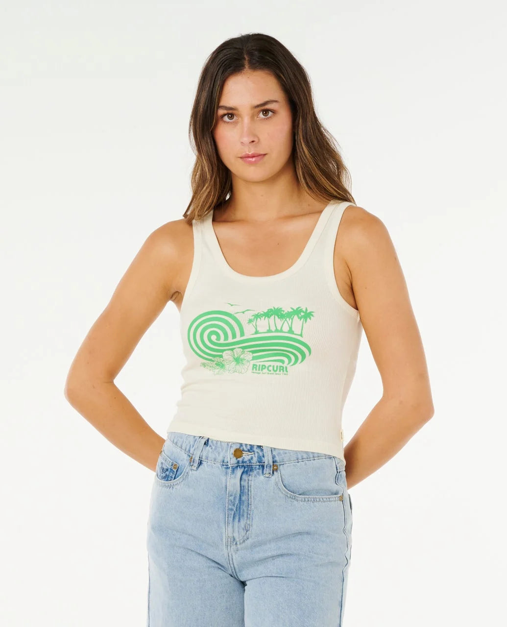 Rip Curl Ocean Break Rib Tank - Bone