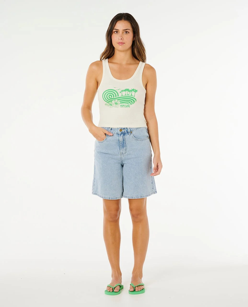 Rip Curl Ocean Break Rib Tank - Bone