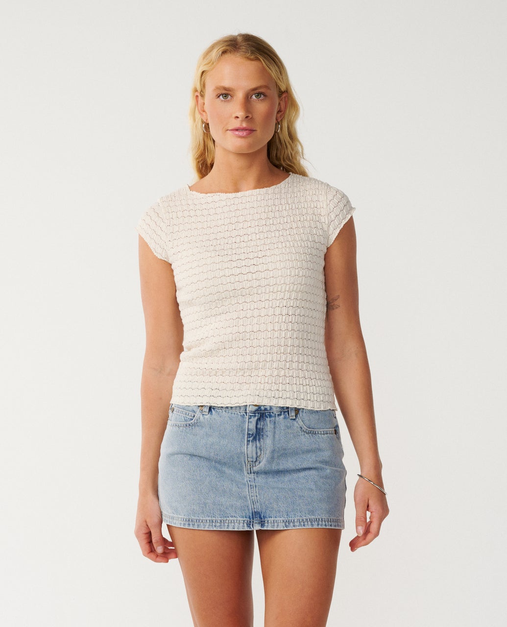 Rip Curl Bossa Nova Textured Shirt Sleeve Tee - Bone