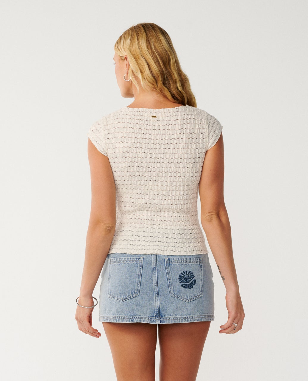 Rip Curl Bossa Nova Textured Shirt Sleeve Tee - Bone