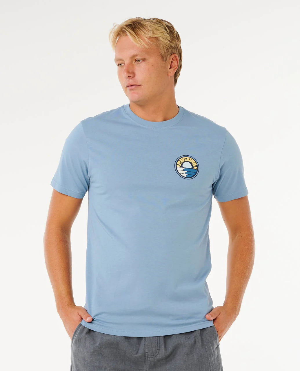 Rip Curl Pacific Rinse Stacked Tee - Faded Denim