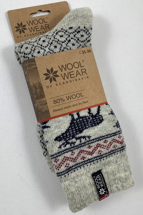 Norwegian Wool Socks - Reindeer