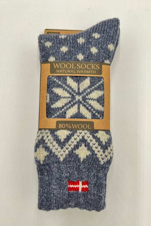 Wool-Wear Norwegian Wool Socks - Icestar Blue