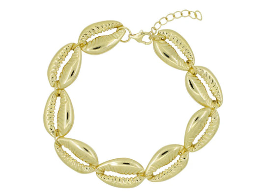 Harbour Silver Cowrie Shell Bracelet - Gold Plated