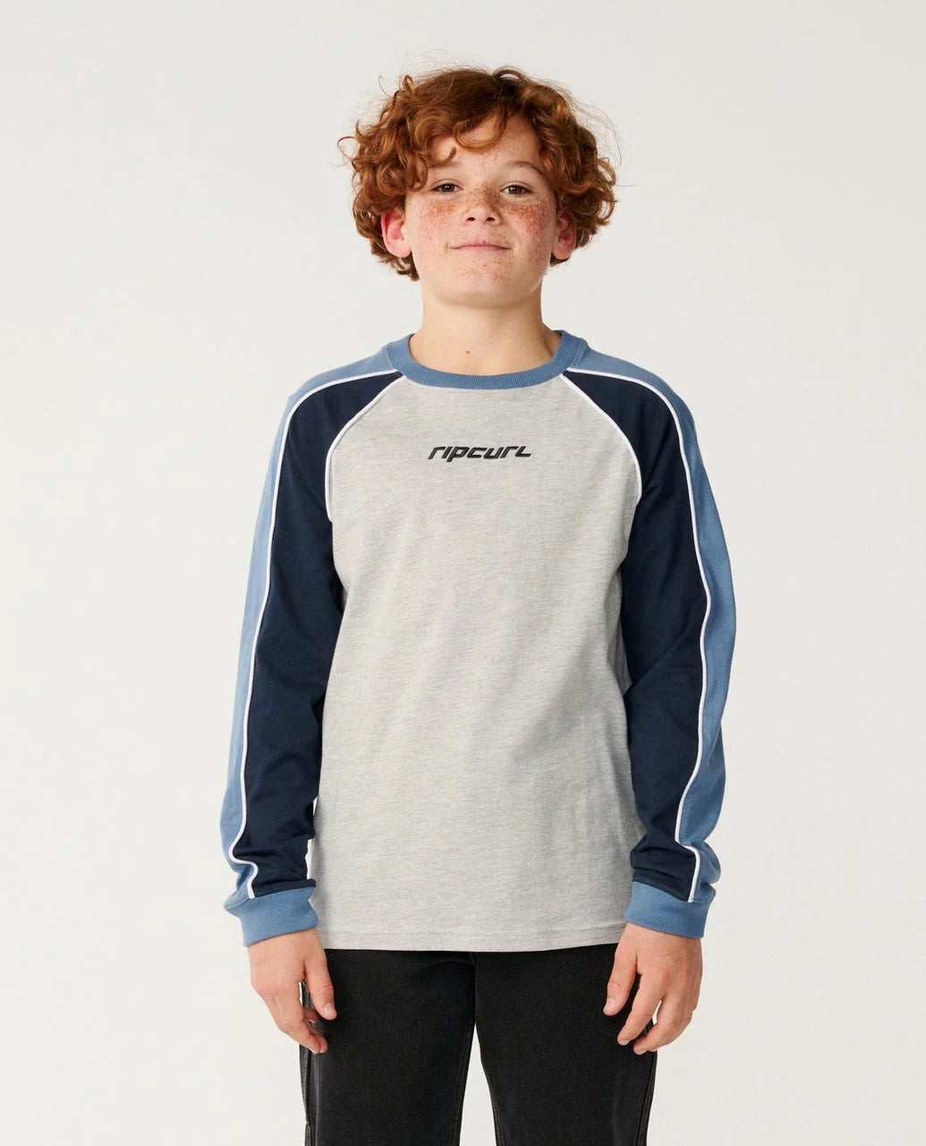 Rip Curl Boys Archive Sandman Panel Long Sleeve Tee - Grey Marle