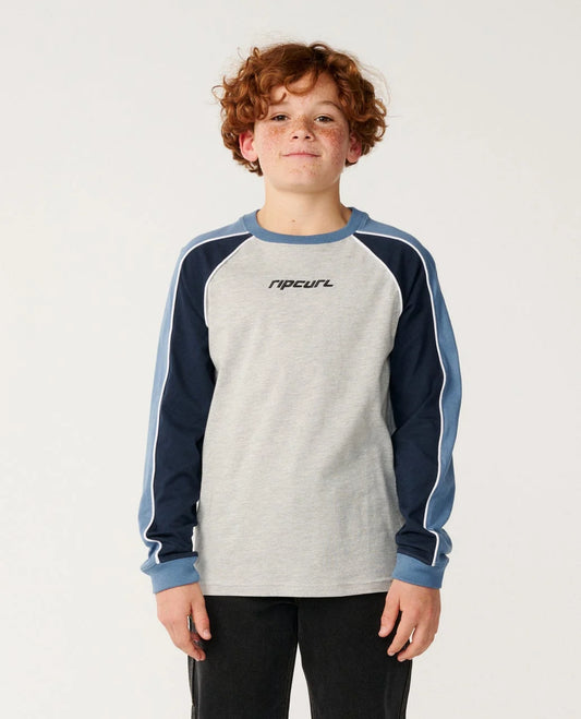 Rip Curl Boys Archive Sandman Panel Long Sleeve Tee - Grey Marle