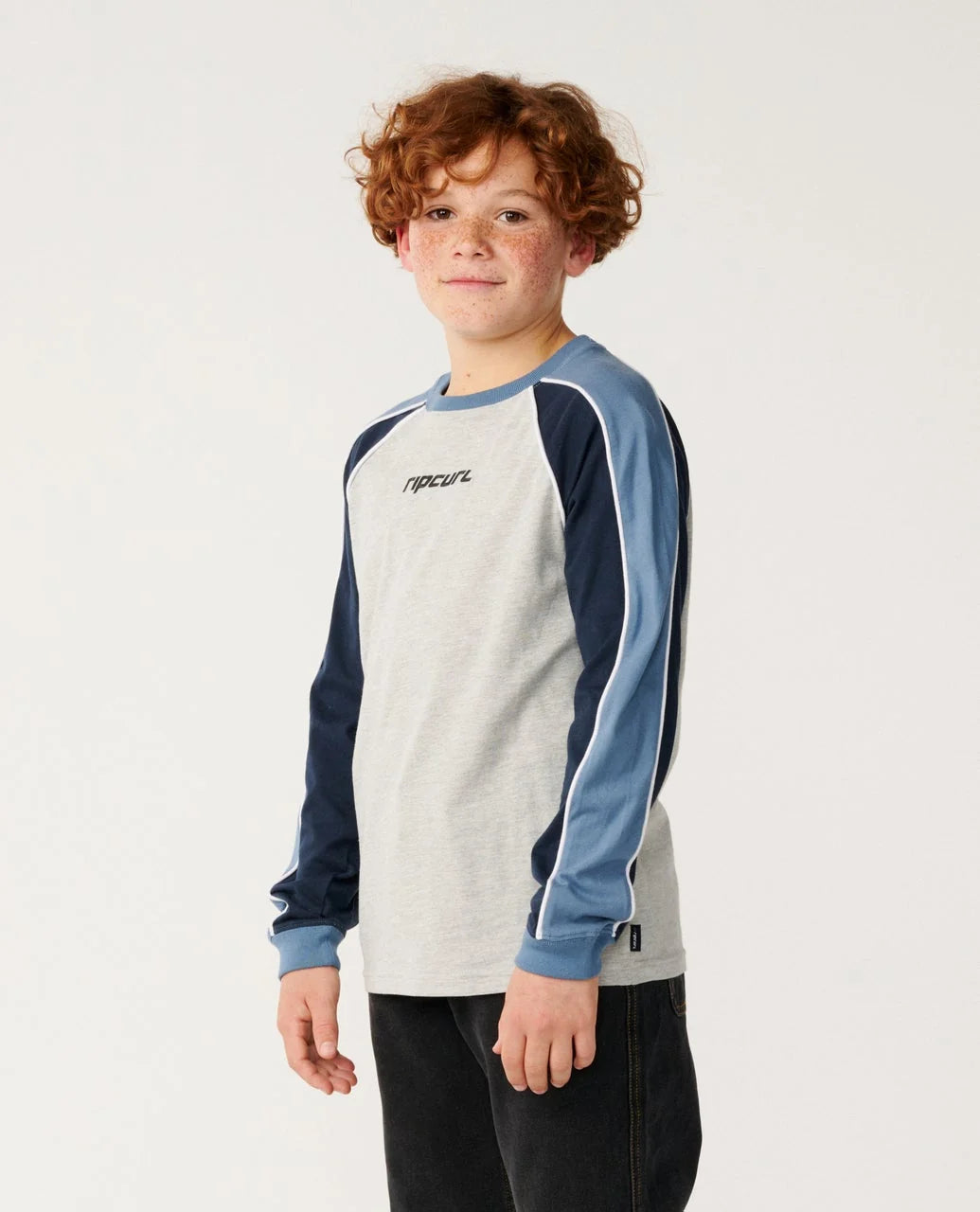 Rip Curl Boys Archive Sandman Panel Long Sleeve Tee - Grey Marle