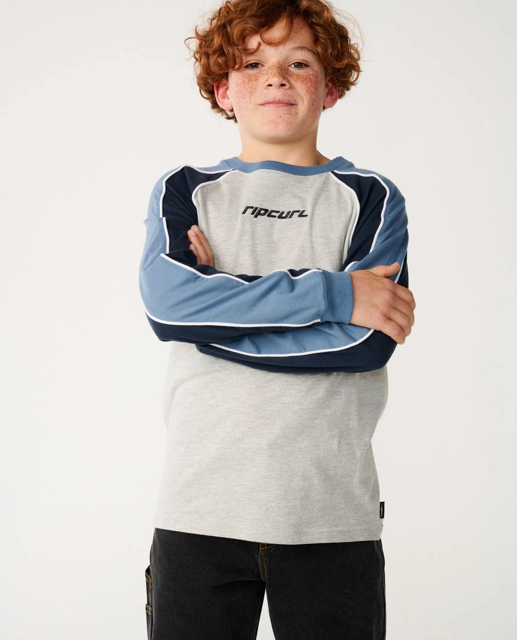 Rip Curl Boys Archive Sandman Panel Long Sleeve Tee - Grey Marle