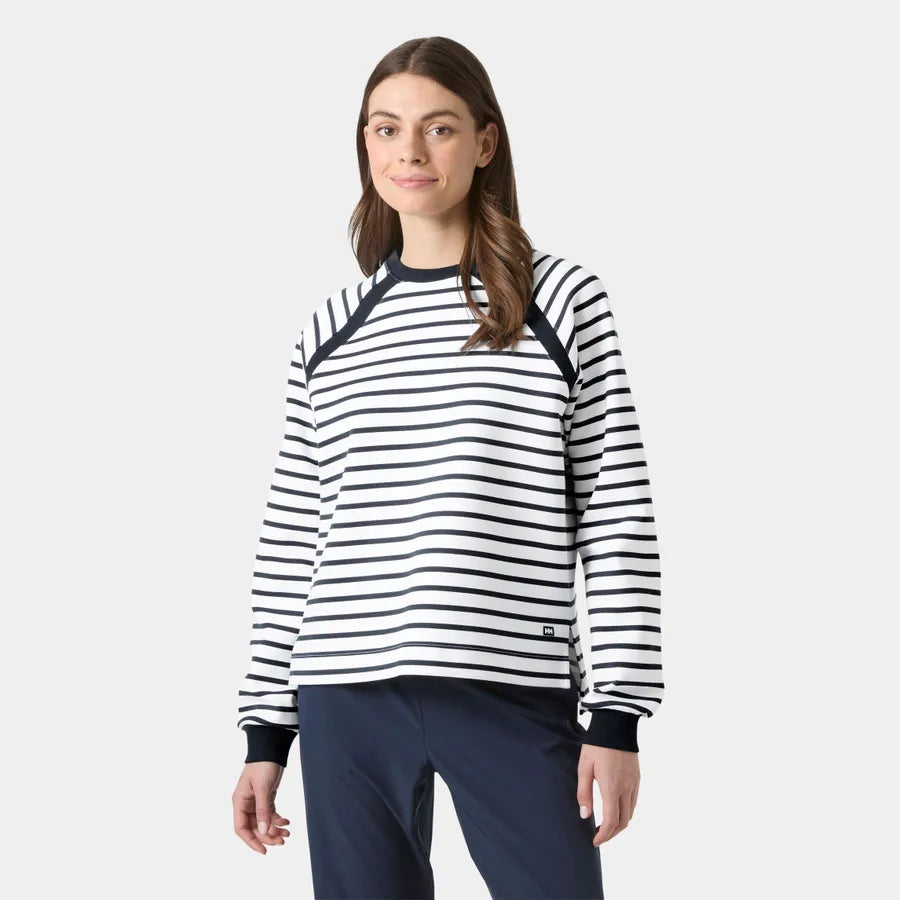 Helly Hansen Womens Capri Sweatshirt - White Navy Stripe