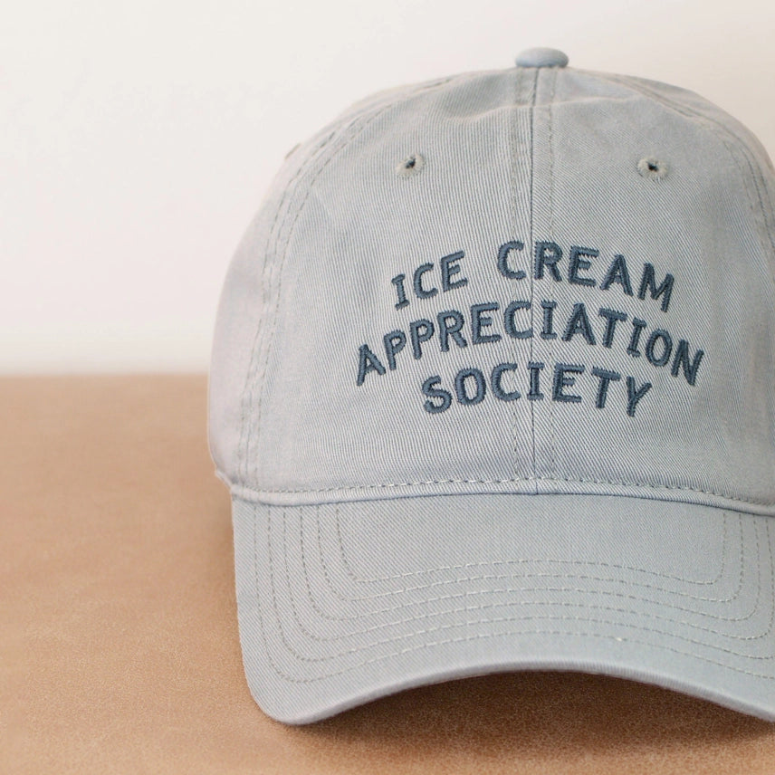 Ice Cream Appreciation Society -Cotton Baseball Cap - Pale Vintage Blue