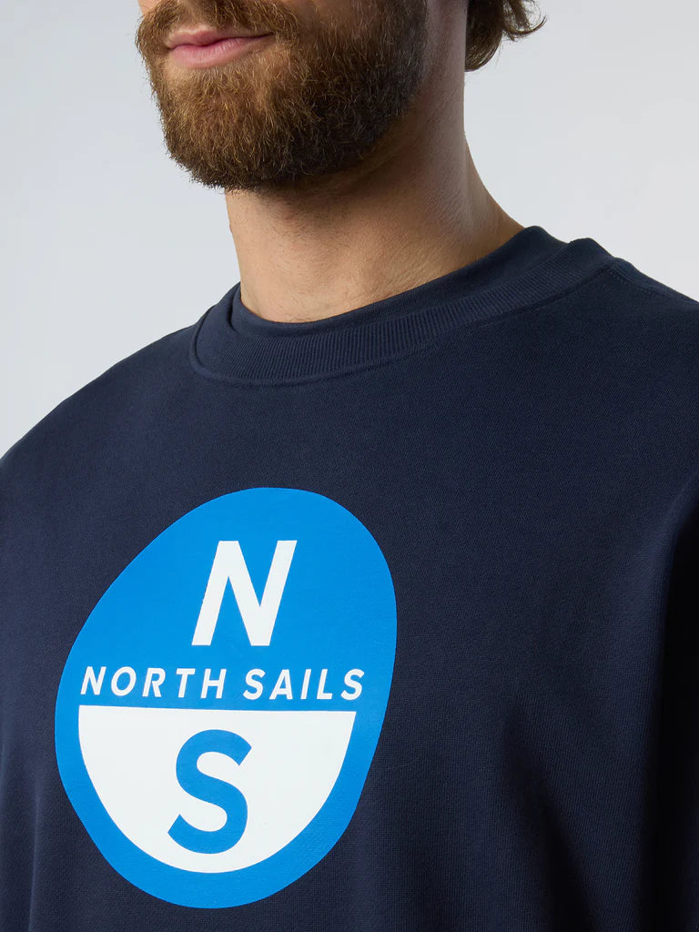 North Sails Crewneck Sweatshirt with Logo - Navy Blue