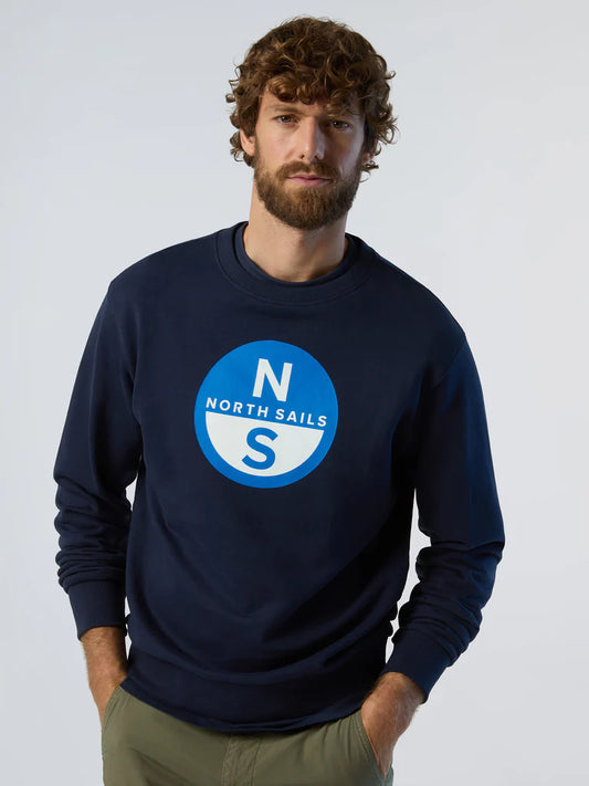 North Sails Crewneck Sweatshirt with Logo - Navy Blue