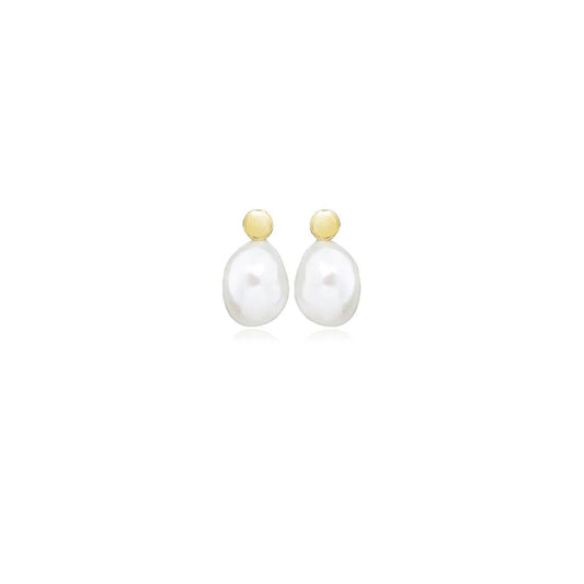 Harbour Silver Gold Plated Baroque Pearl Studs