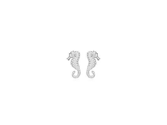 Harbour Silver Novelty Detailed Seahorse Studs