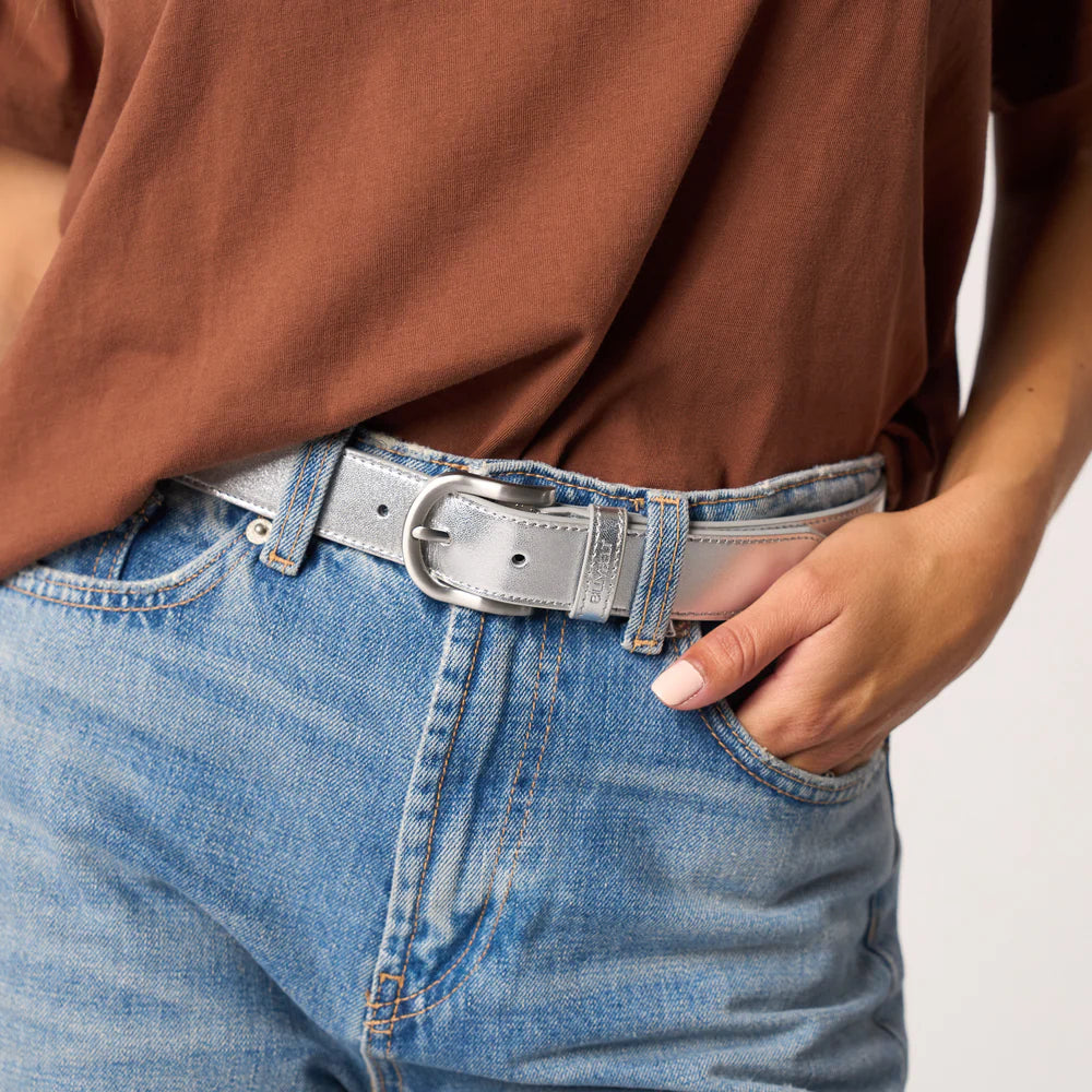 Billy Belt Leather Belt - Silver