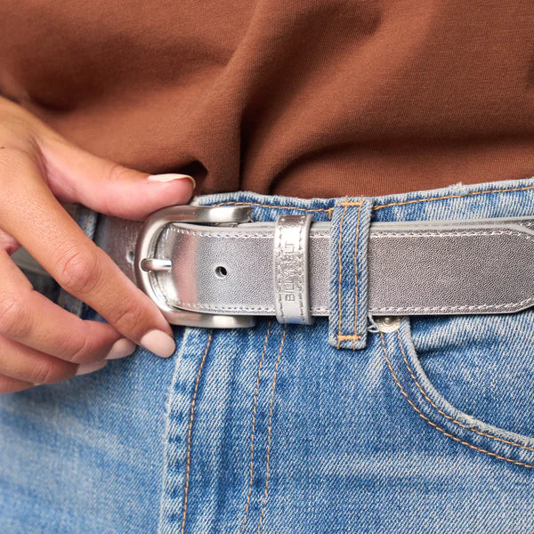 Billy Belt Leather Belt - Silver