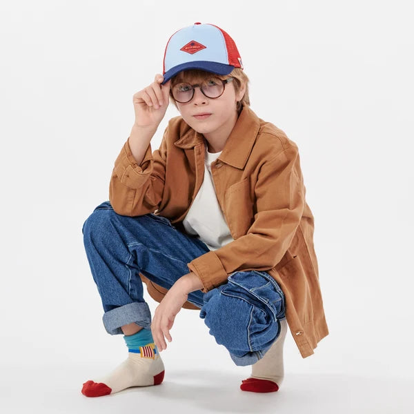 Billy Belt Kids Cotton Trucker Cap - Blue & Red