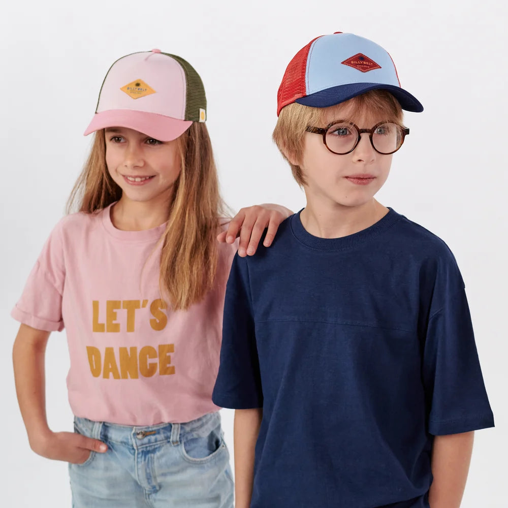 Billy Belt Kids Cotton Trucker Cap - Blue & Red