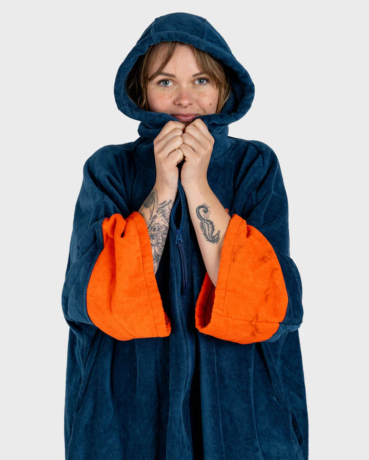 Dryrobe Full-Zip Organic Towel Robe - Deep Sea Blue