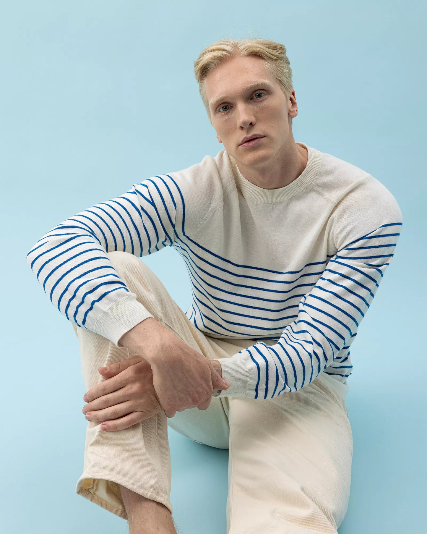 Holebrook Gunnar Crew - Off White/Surf Blue