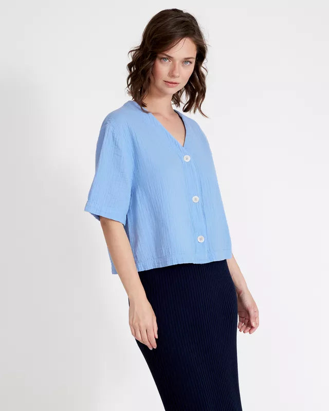 Holebrook Malena Cropped Shirt - Light Blue