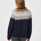 Red Green Jade Knit - Dark Navy Pattern