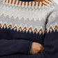 Red Green Jade Knit - Dark Navy Pattern