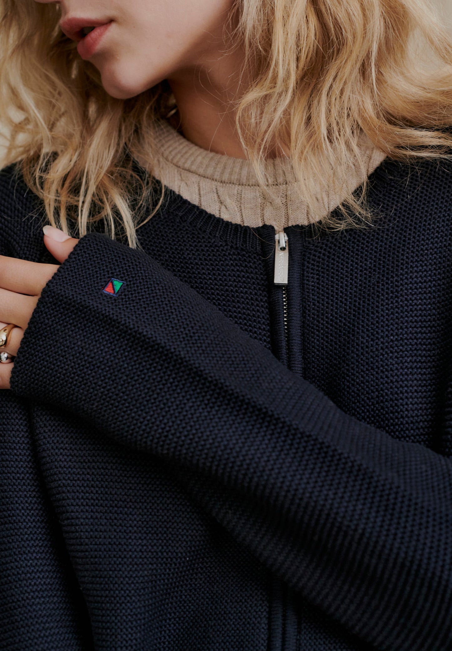 Red Green Jazz Knit - Light Grey Melange