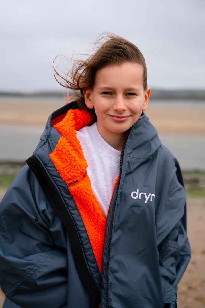 Dryrobe Advance Kids Changing Robe - Dark Grey/Orange