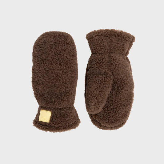 Billy Belt Sherpa Fleece Mittens - Dark Brown