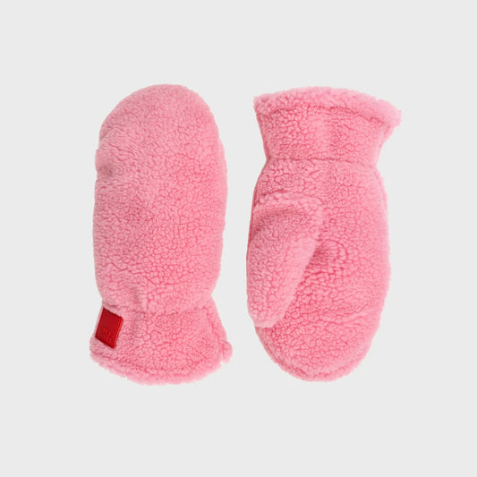 Billy Belt Sherpa Fleece Mittens - Pink