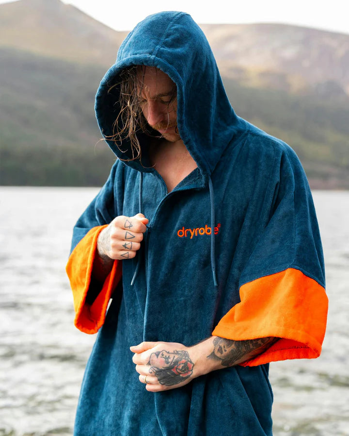 Dryrobe Full-Zip Organic Towel Robe - Deep Sea Blue