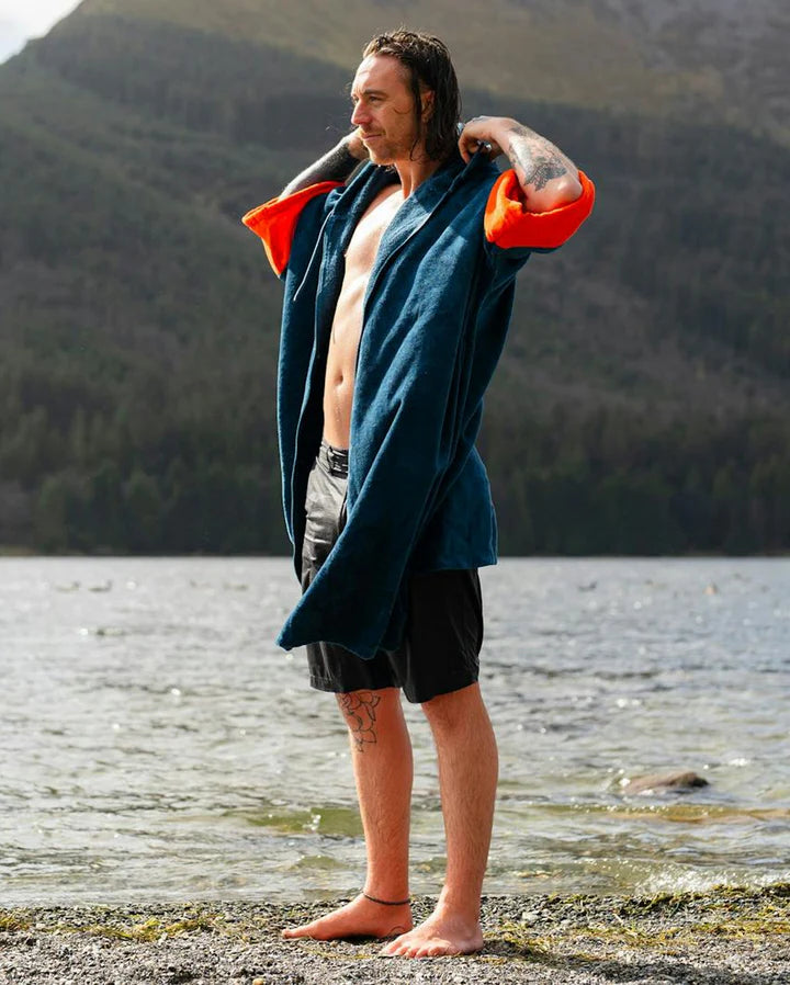 Dryrobe Full-Zip Organic Towel Robe - Deep Sea Blue