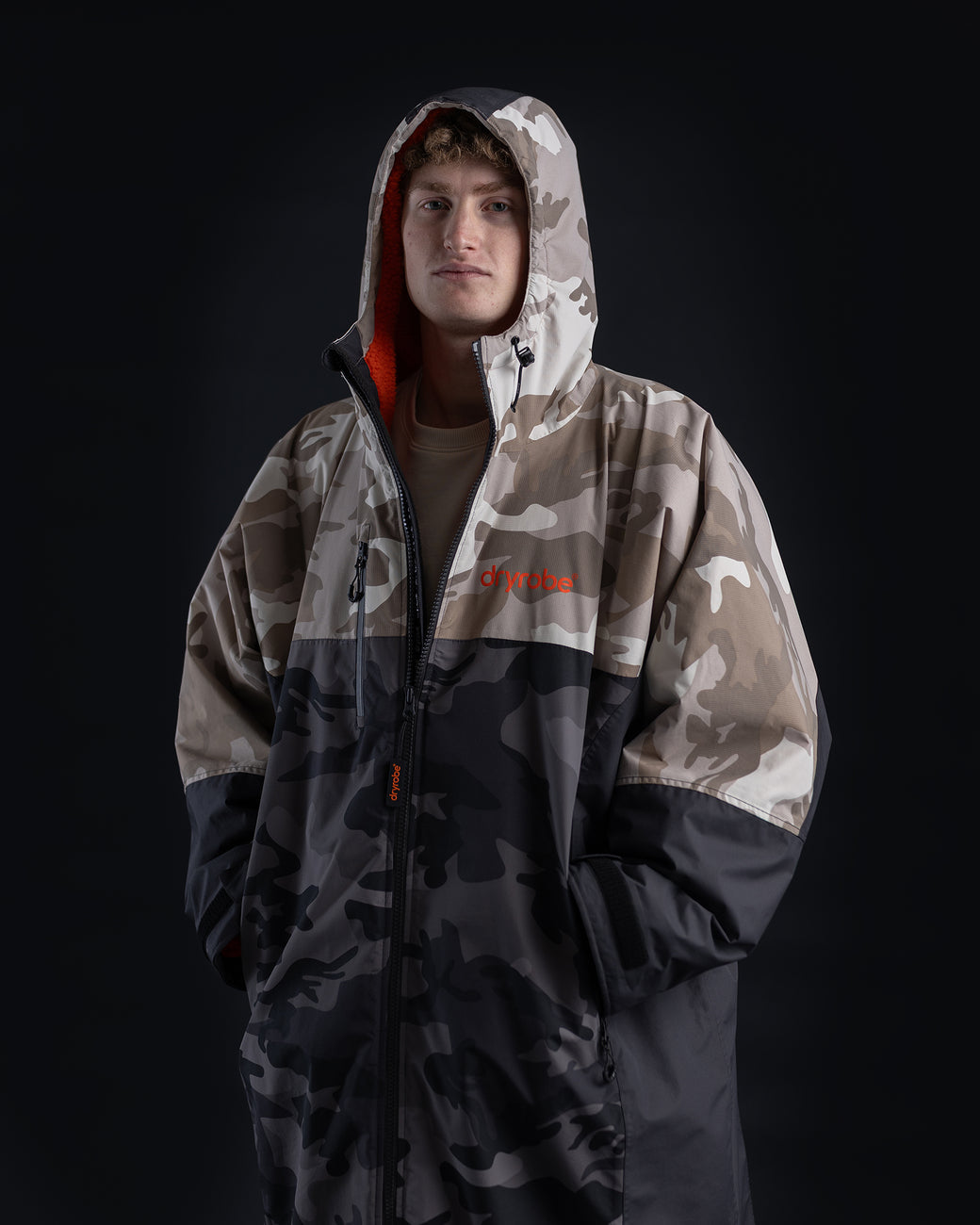 Dryrobe Nexus Changing Robe - Sand Camo/Orange