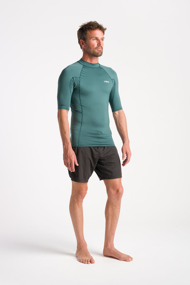 C-Skins NuWave UV Basics Mens Short Sleeve Vest - Dark Sage